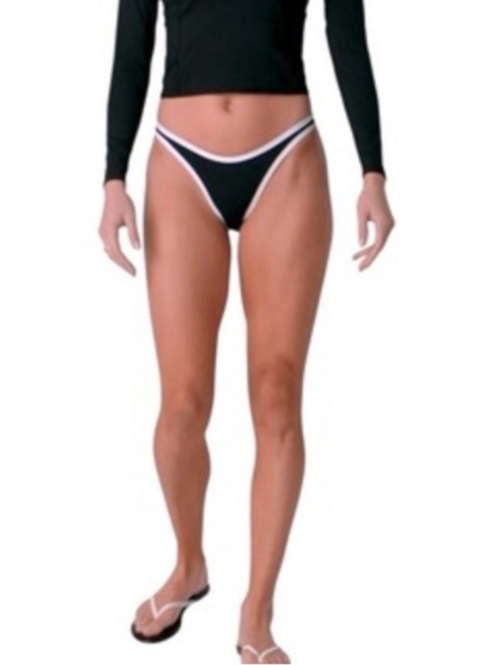Fabletics Coastline Swim Black Bikini Bottom White Trim Size XS